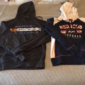 2 hoodies. 1 Denver Bronco NFL TEAM APPAREL.